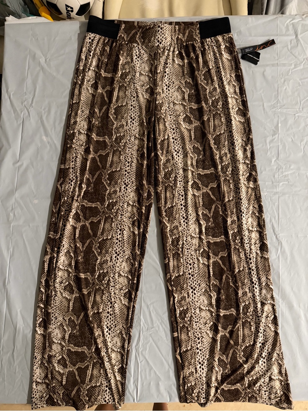 INC International Concepts Brown Snake-Print Wide-Leg Pants